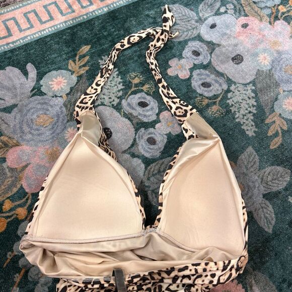 Victoria’s Secret One-Piece Swimsuit y2k Large Tan Leopard Print Ruched Padded - Picture 10 of 12